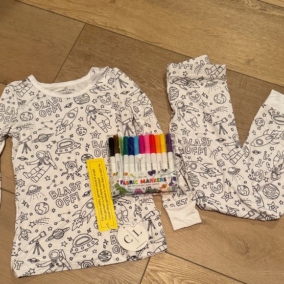 Caden Lane Other - Caden Lane Blast Off Pajama Set with Fabric Markers